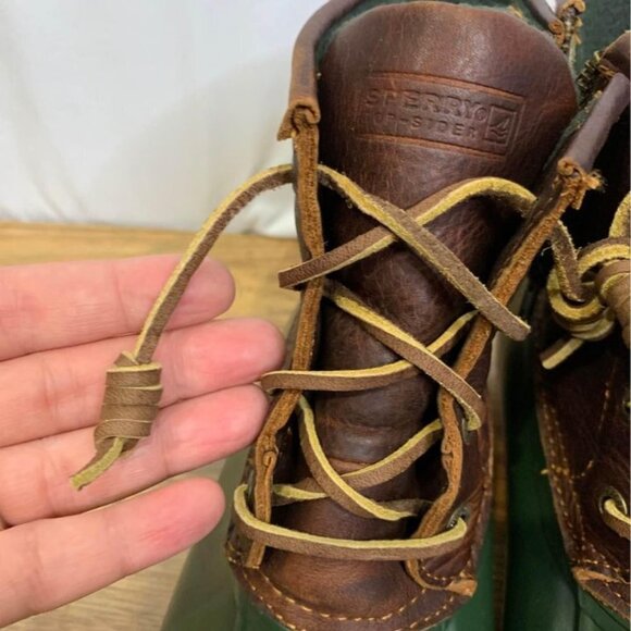 🌳sperry top sider leather waterproof duck boots. Size 7. Hunter green/ ma… - Picture 9 of 10